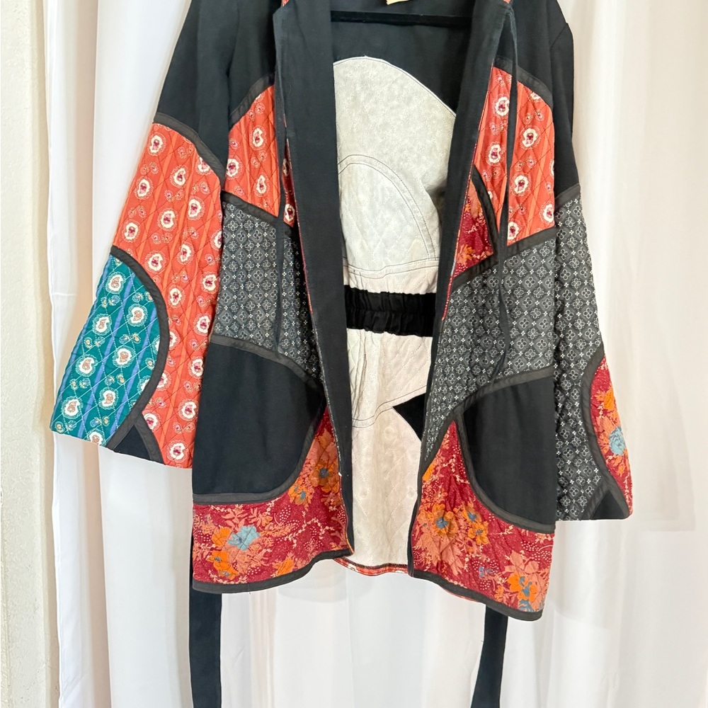 Vintage Patchwork Jacket | Quilted Boho Hooded Be… - image 1